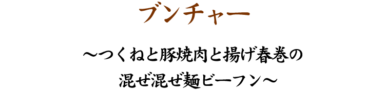 ブンチャー ～つくねと豚焼肉と揚げ春巻の混ぜ混ぜ麺ビーフン～ 